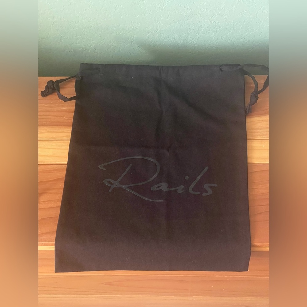 Rails Logo Dust Cotton Bag Drawstring Black 12x15”